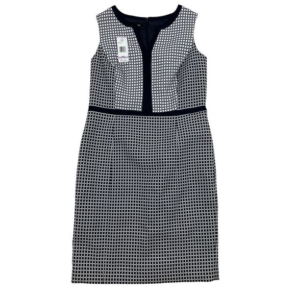 NWT Jones New York Collection Navy Blue Sheath Sleeveless Dress Sz 6 V-Neck $139 - Picture 1 of 10